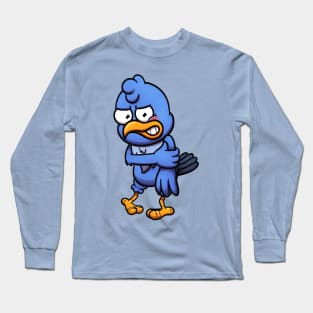 Nervous Blushing Blue Bird Long Sleeve T-Shirt